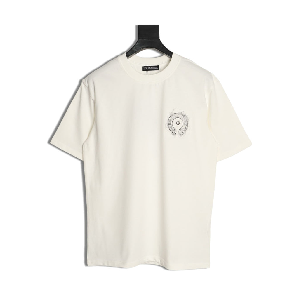 Chrome Hearts white distressed horseshoe T-shirt front