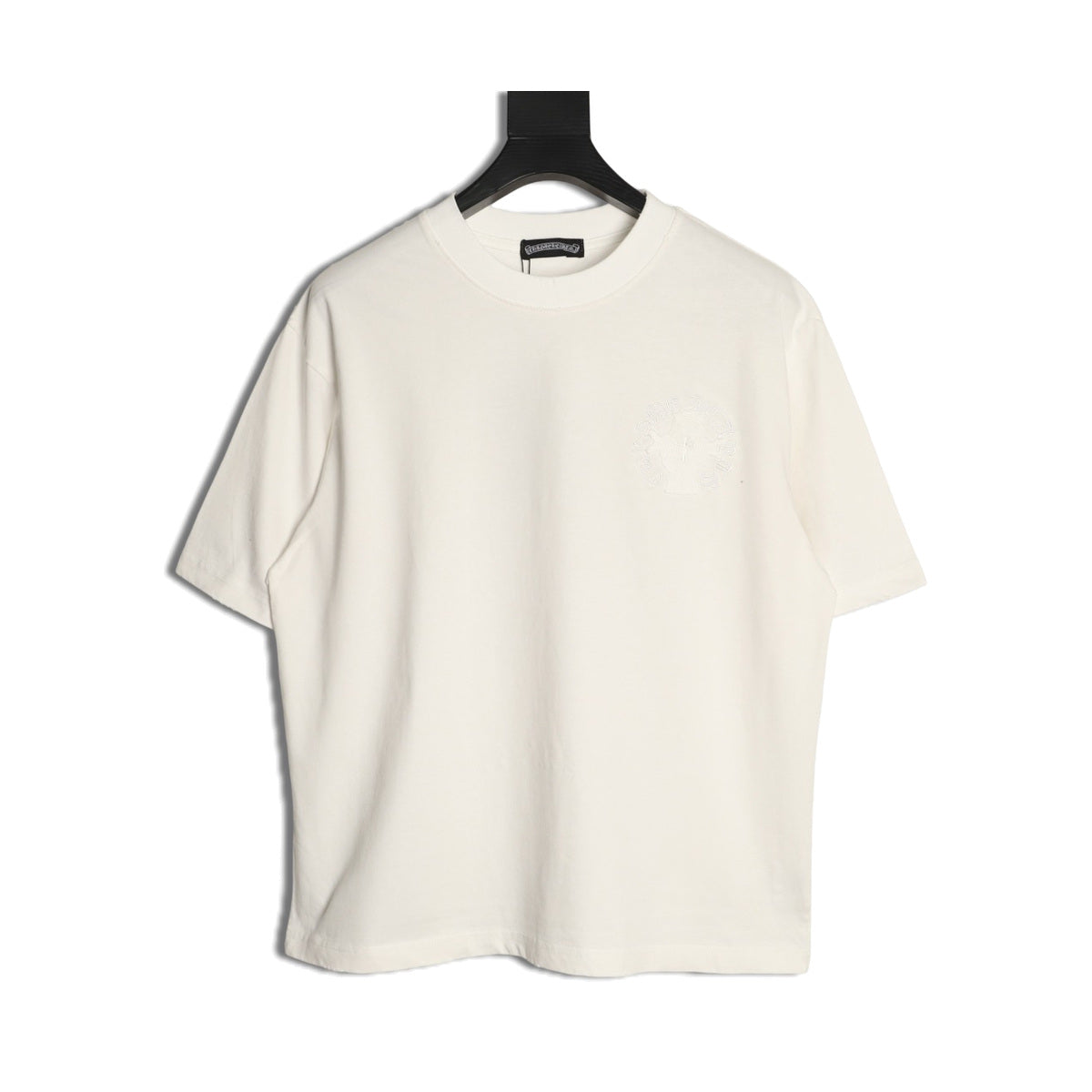 Chrome Hearts white tonal Gothic cross applique T-shirt front