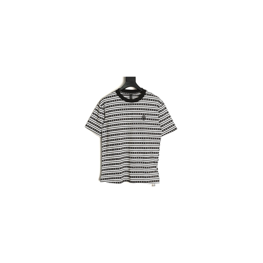 Chrome Hearts black and white monogram stripe T-shirt front