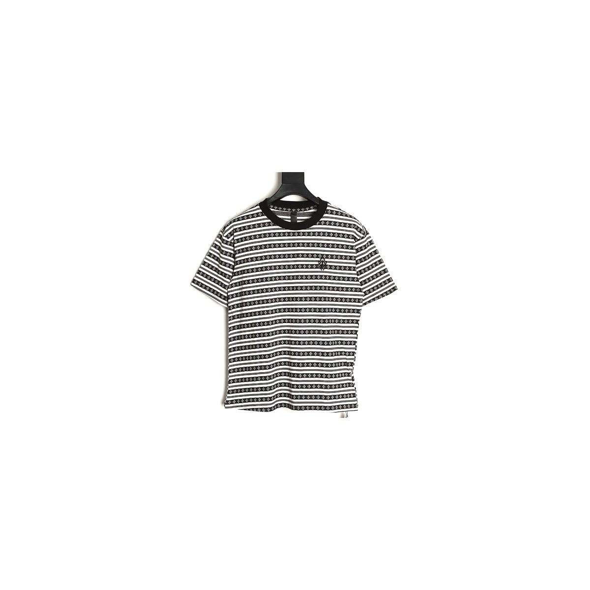 Chrome Hearts black and white monogram stripe T-shirt front