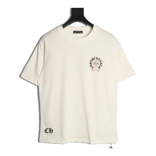 Chrome Hearts cream multicolor Horseshoe graphic T-shirt front