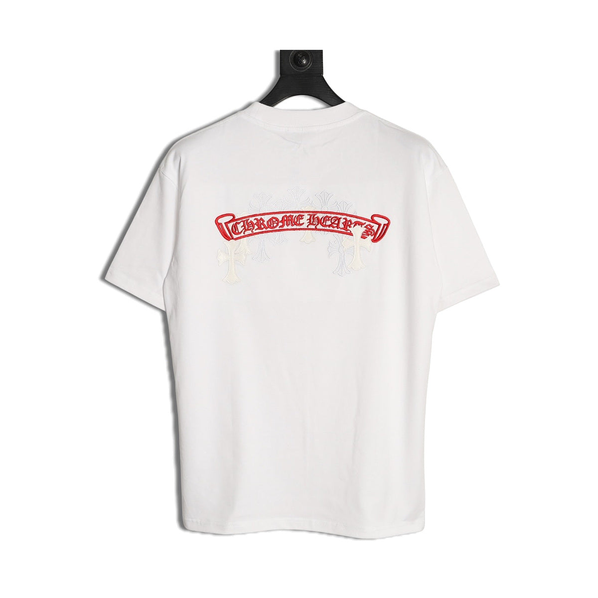 Chrome Hearts white embroidered banner cross T-shirt front