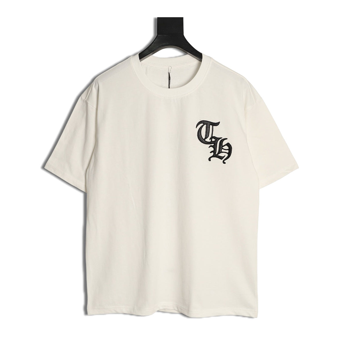 Chrome Hearts cream Gothic leather applique T-shirt front
