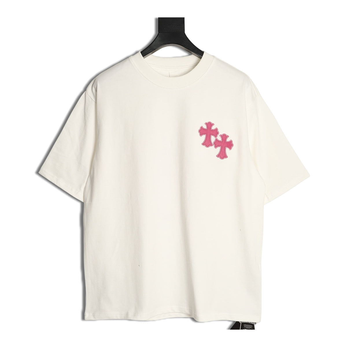 Chrome Hearts white pink cross embroidered T-shirt front