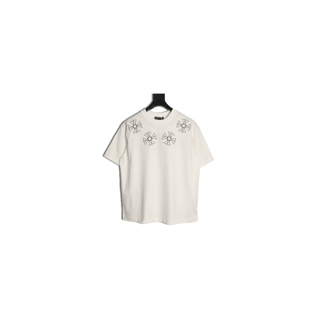 Chrome Hearts cream oversized cross embroidered T-shirt front