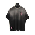 Chrome Hearts washed black pink cross applique T-shirt front
