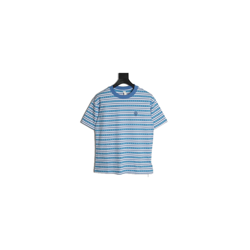 Chrome Hearts blue and white monogram stripe T-shirt front