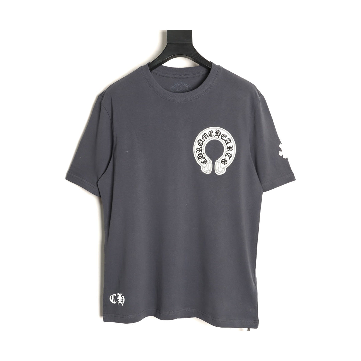 Chrome Hearts charcoal mixed cross applique T-shirt front view