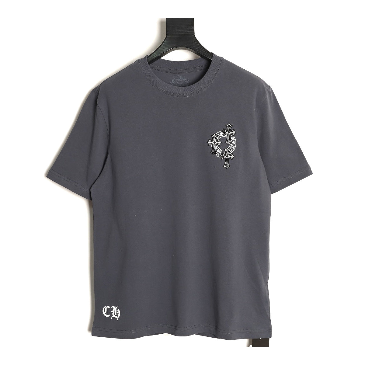 Chrome Hearts charcoal Sanskrit cross scatter T-shirt front