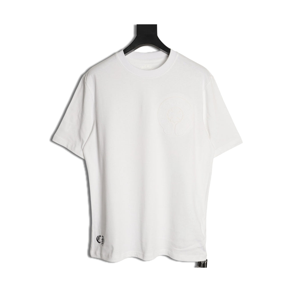 Chrome Hearts white tonal horseshoe embroidered T-shirt front view