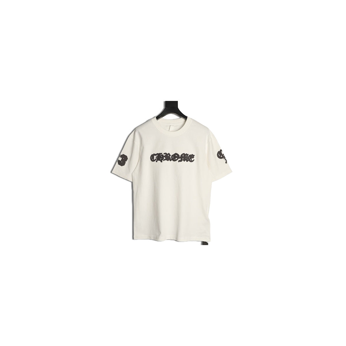 Chrome Hearts cream Gothic letter applique T-shirt front