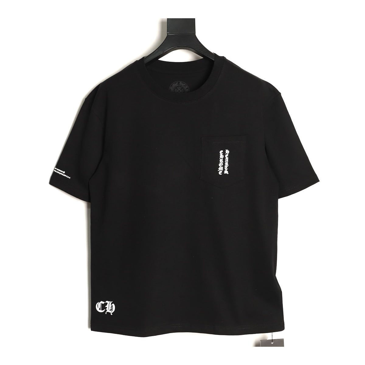 Chrome Hearts black ornate Cross Sanskrit pocket T-shirt front