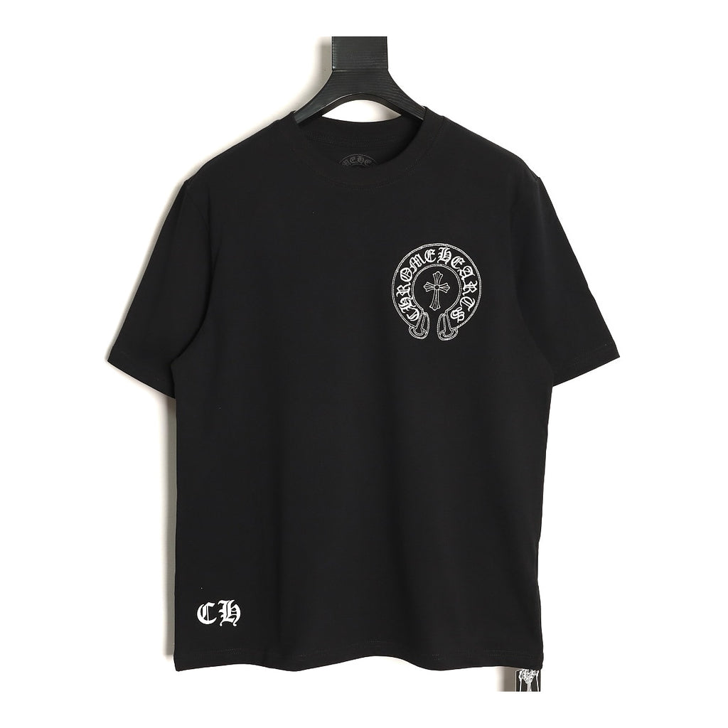 Chrome Hearts black horseshoe triple cross T-shirt front