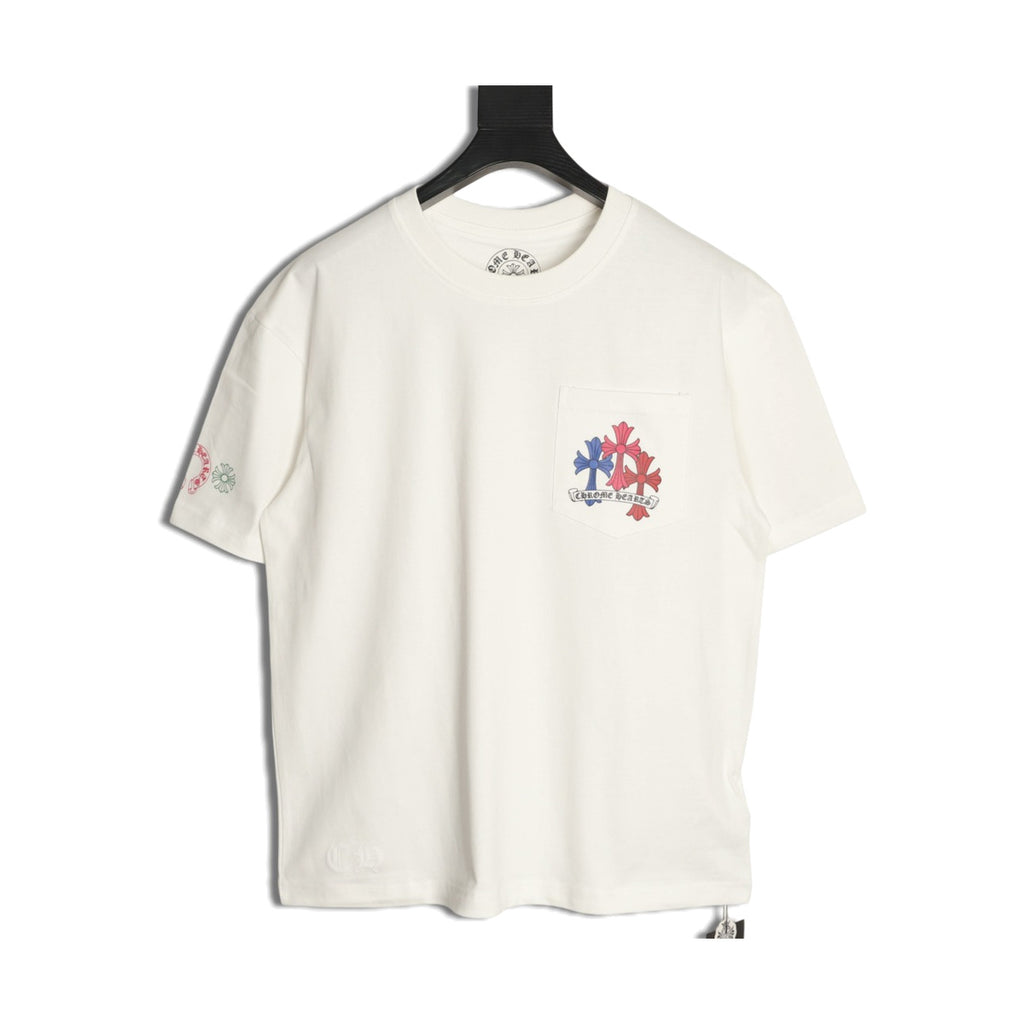 Chrome Hearts cream multicolor floral cross T-shirt front