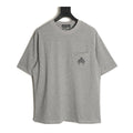 Chrome Hearts gray leather cross pocket T-shirt front