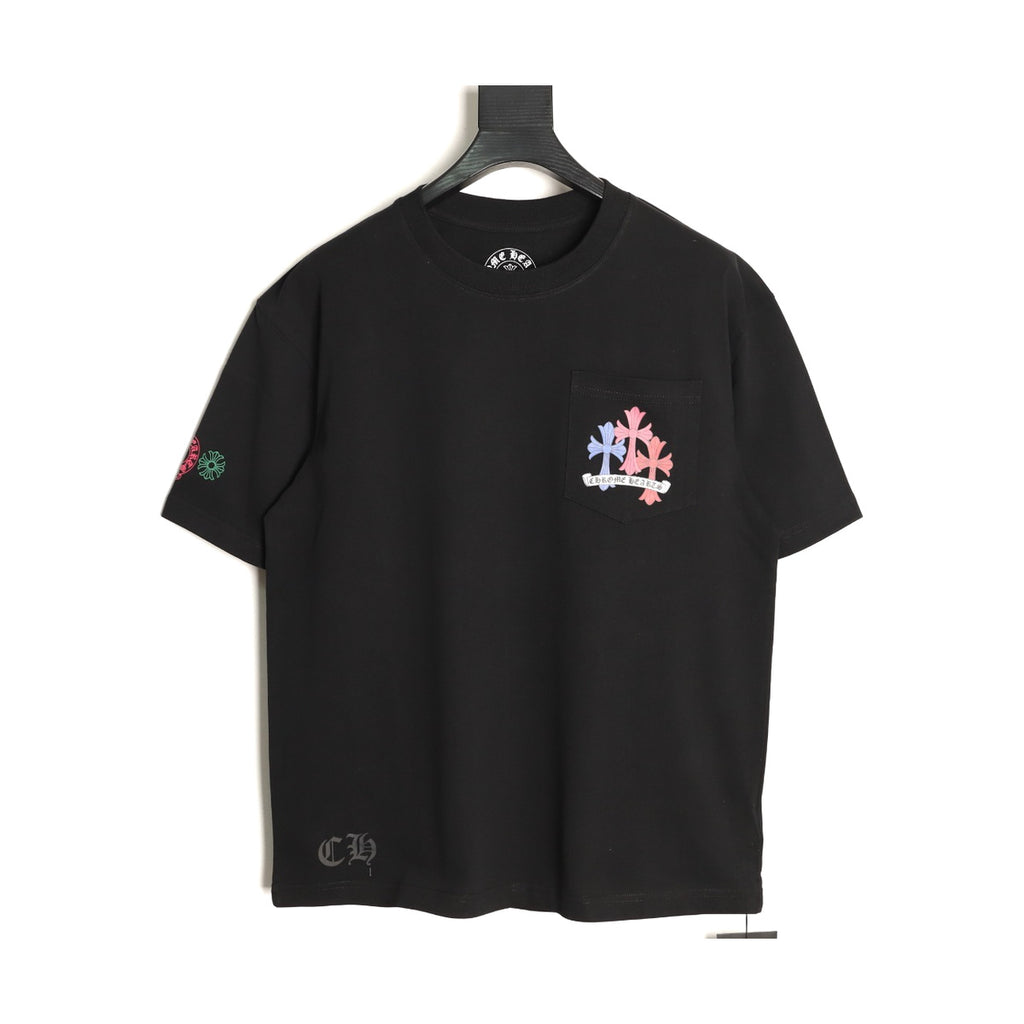 Chrome Hearts black multicolor floral cross T-shirt front