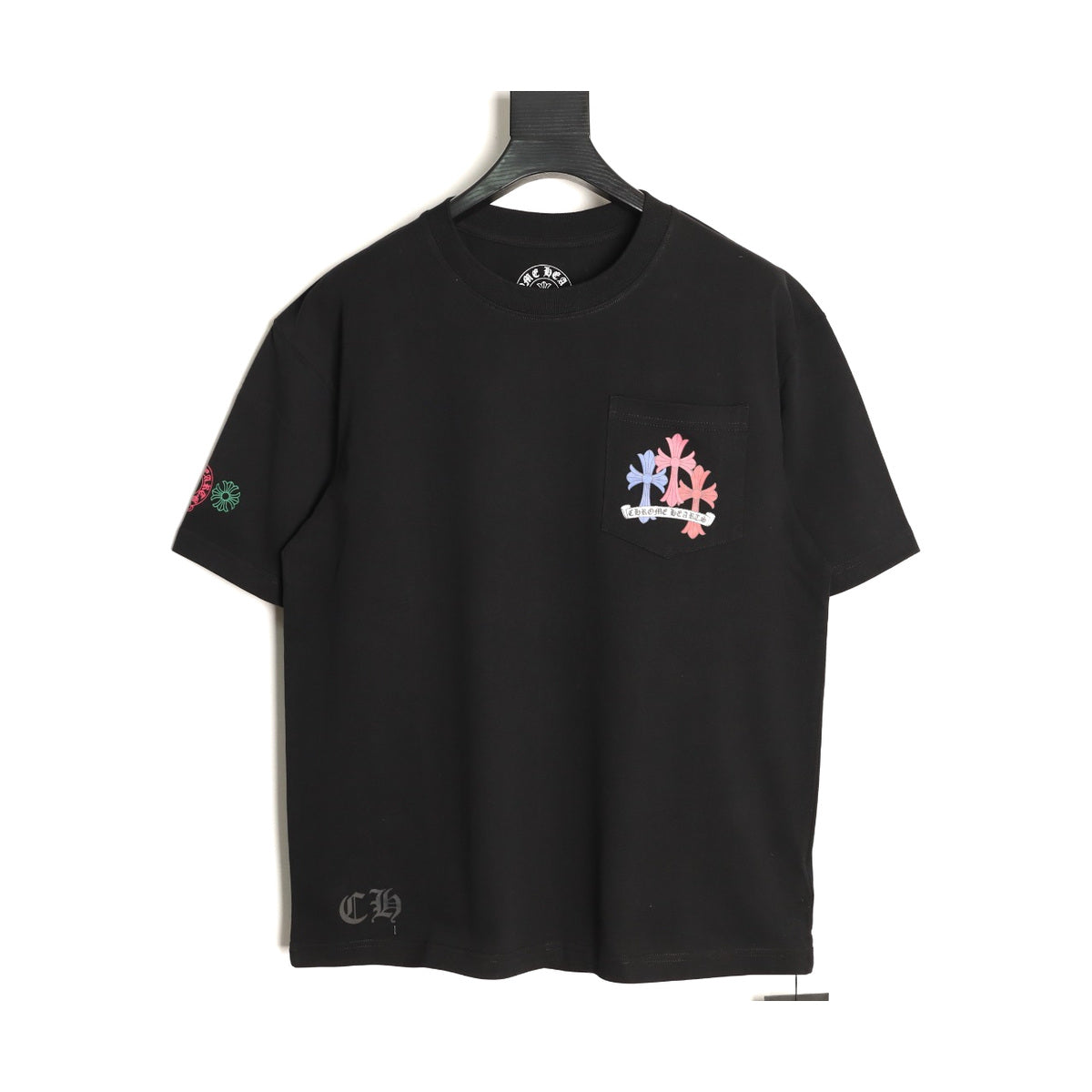 Chrome Hearts black multicolor floral cross T-shirt front