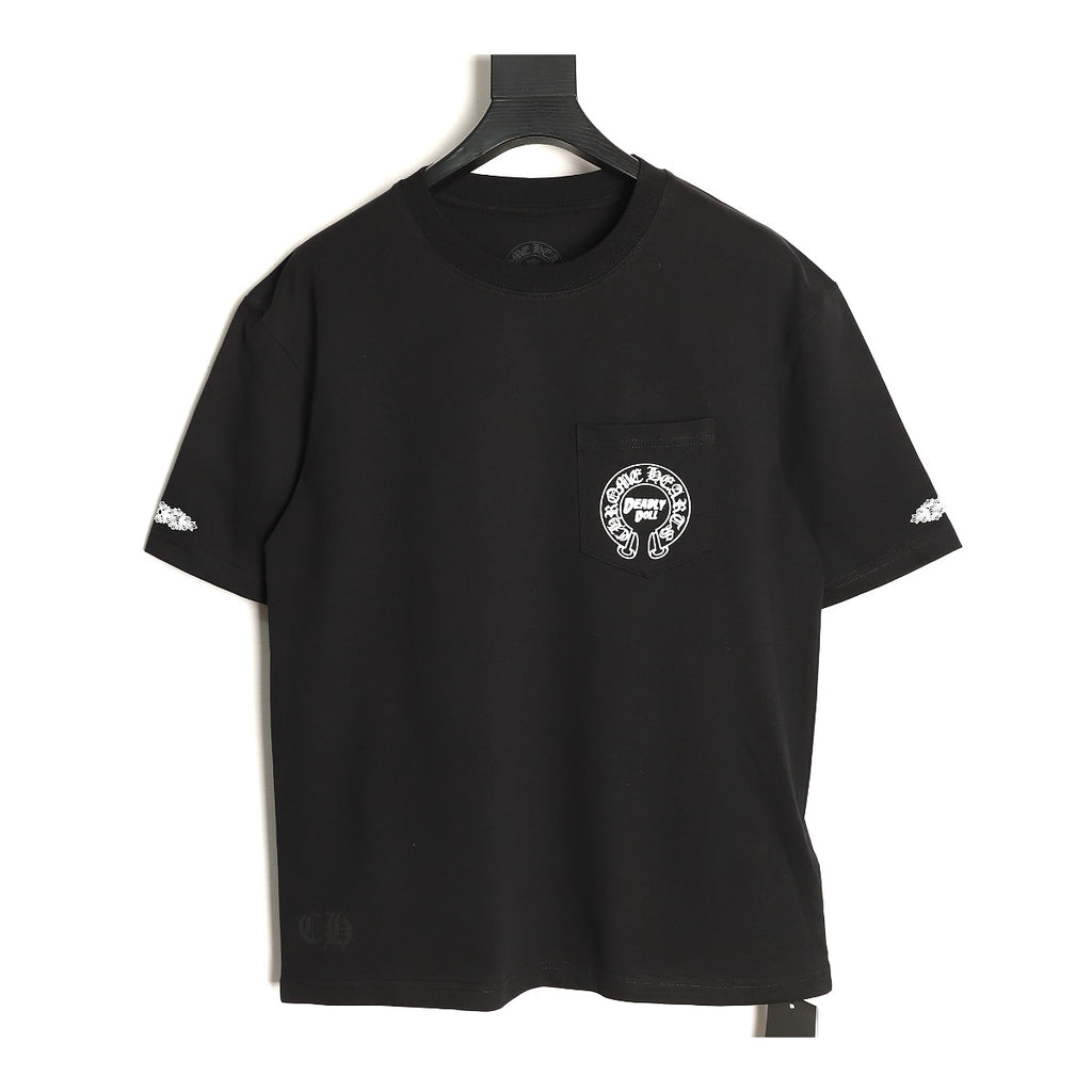 Chrome Hearts black Deadly Doll horseshoe T-shirt front