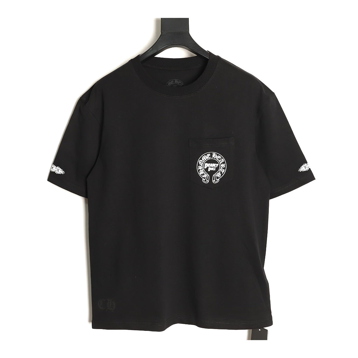 Chrome Hearts black Deadly Doll horseshoe T-shirt front