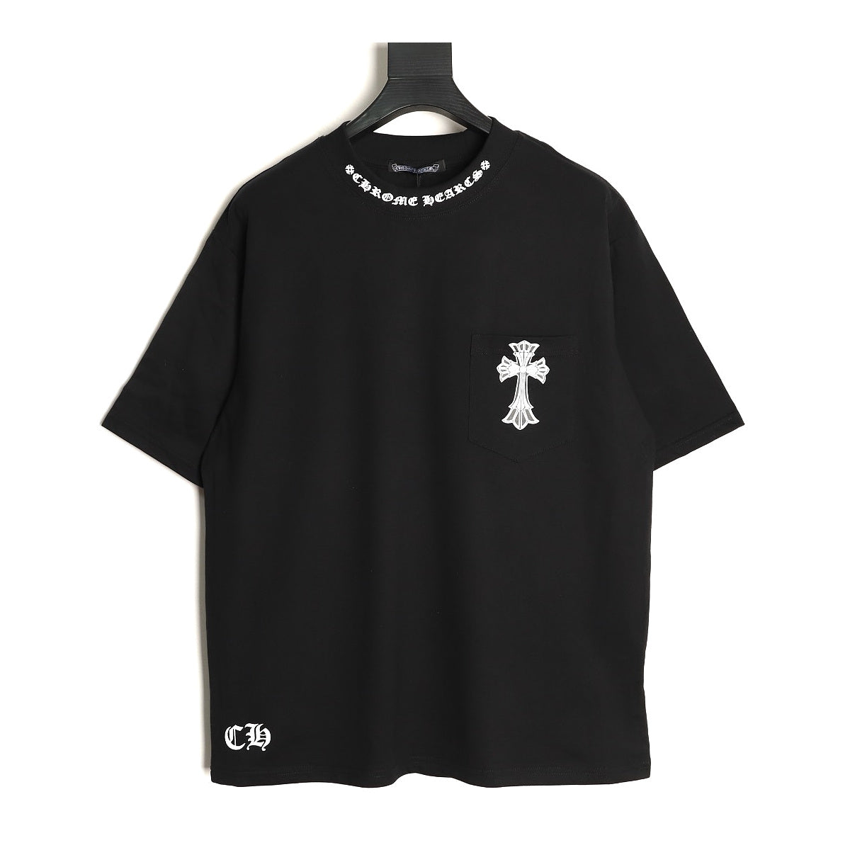 Chrome Hearts black ornate Cross pocket T-shirt front