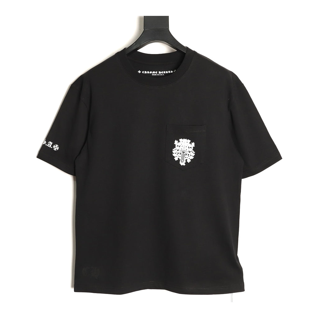 Chrome Hearts black ornate dagger pocket T-shirt front
