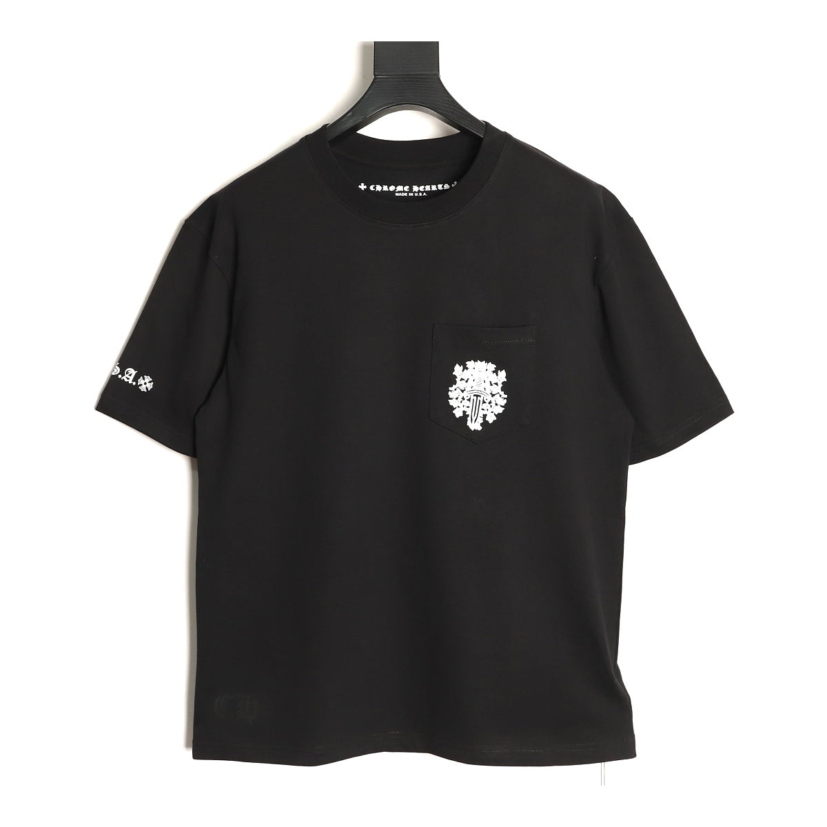Chrome Hearts black ornate dagger pocket T-shirt front