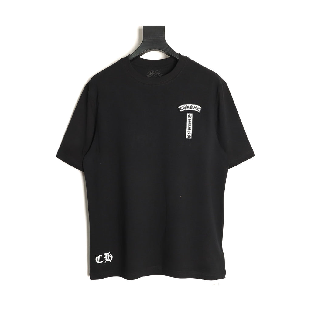 Chrome Hearts black front and back embroidered T-shirt front view