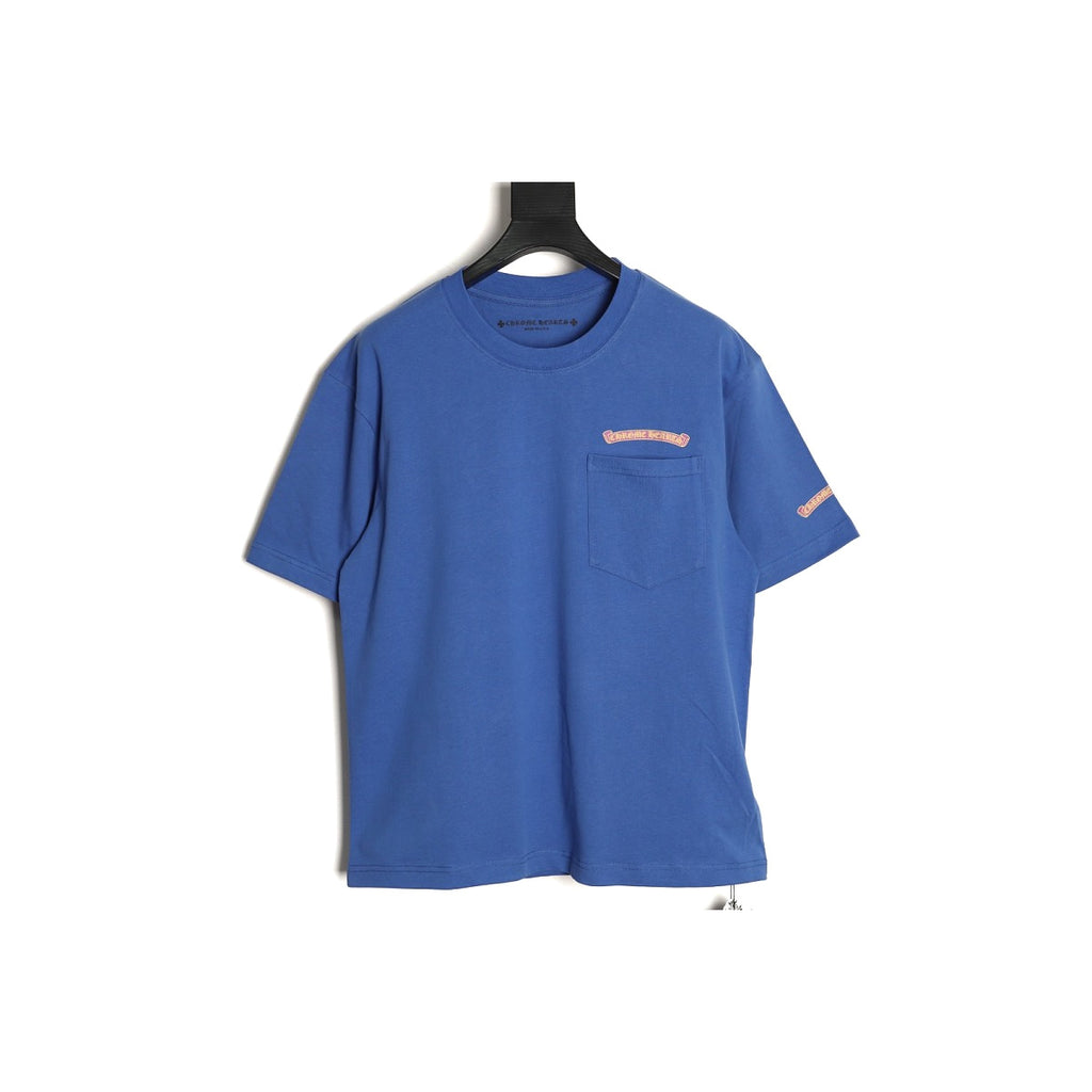 Chrome Hearts blue gothic script pocket T-shirt front