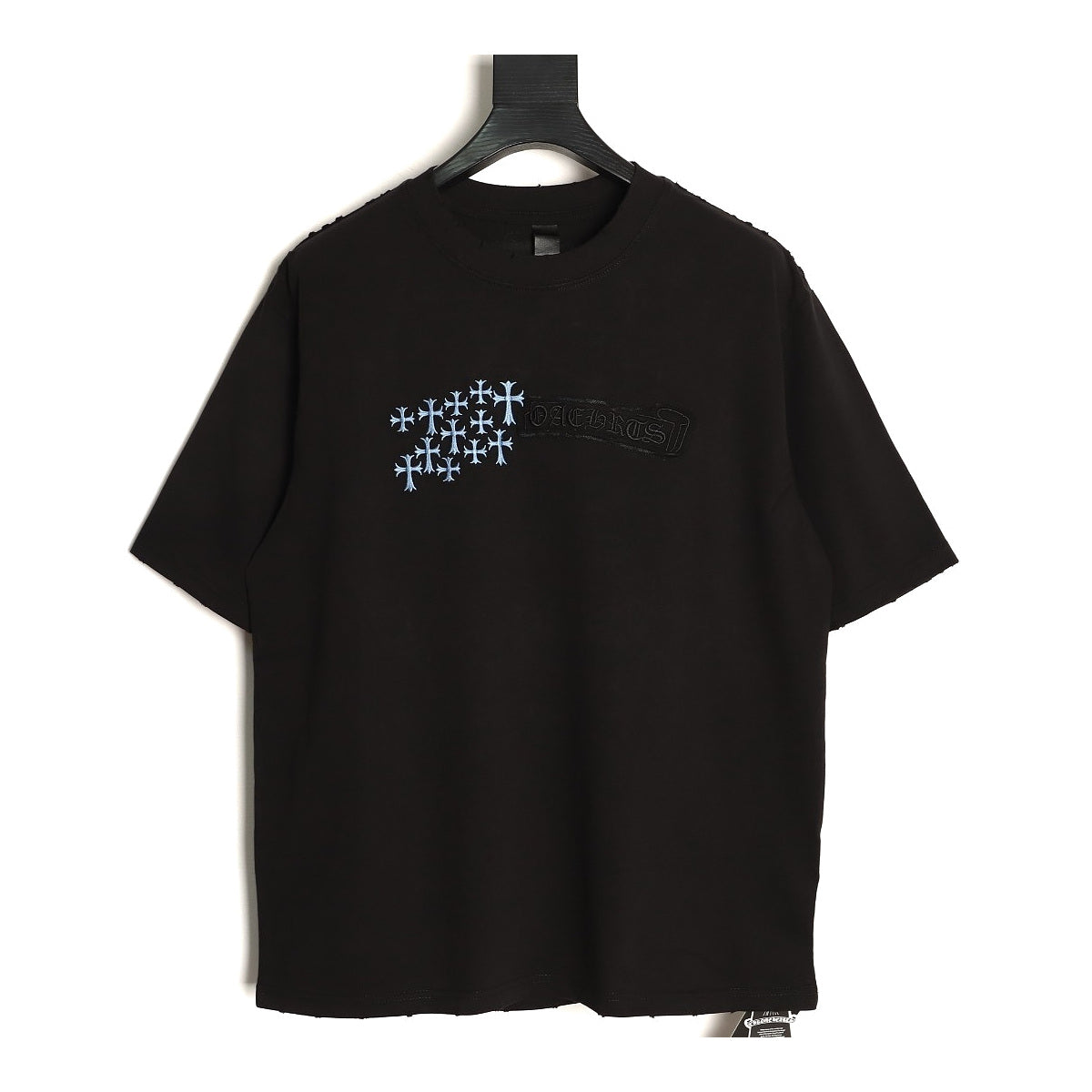 Chrome Hearts black fragmented horseshoe cross applique T-shirt front