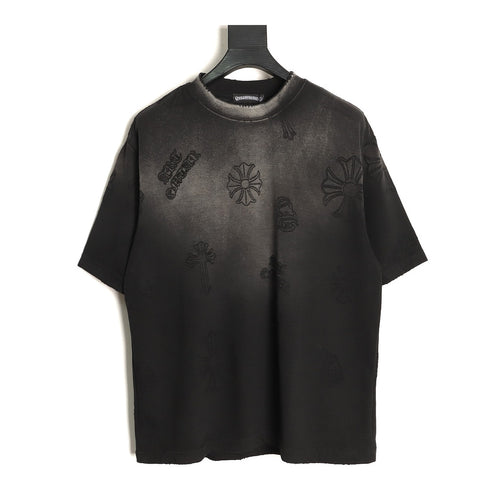 Chrome Hearts black charcoal gradient laser-burn T-shirt front