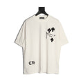 Chrome Hearts white distressed three-cross T-shirt front