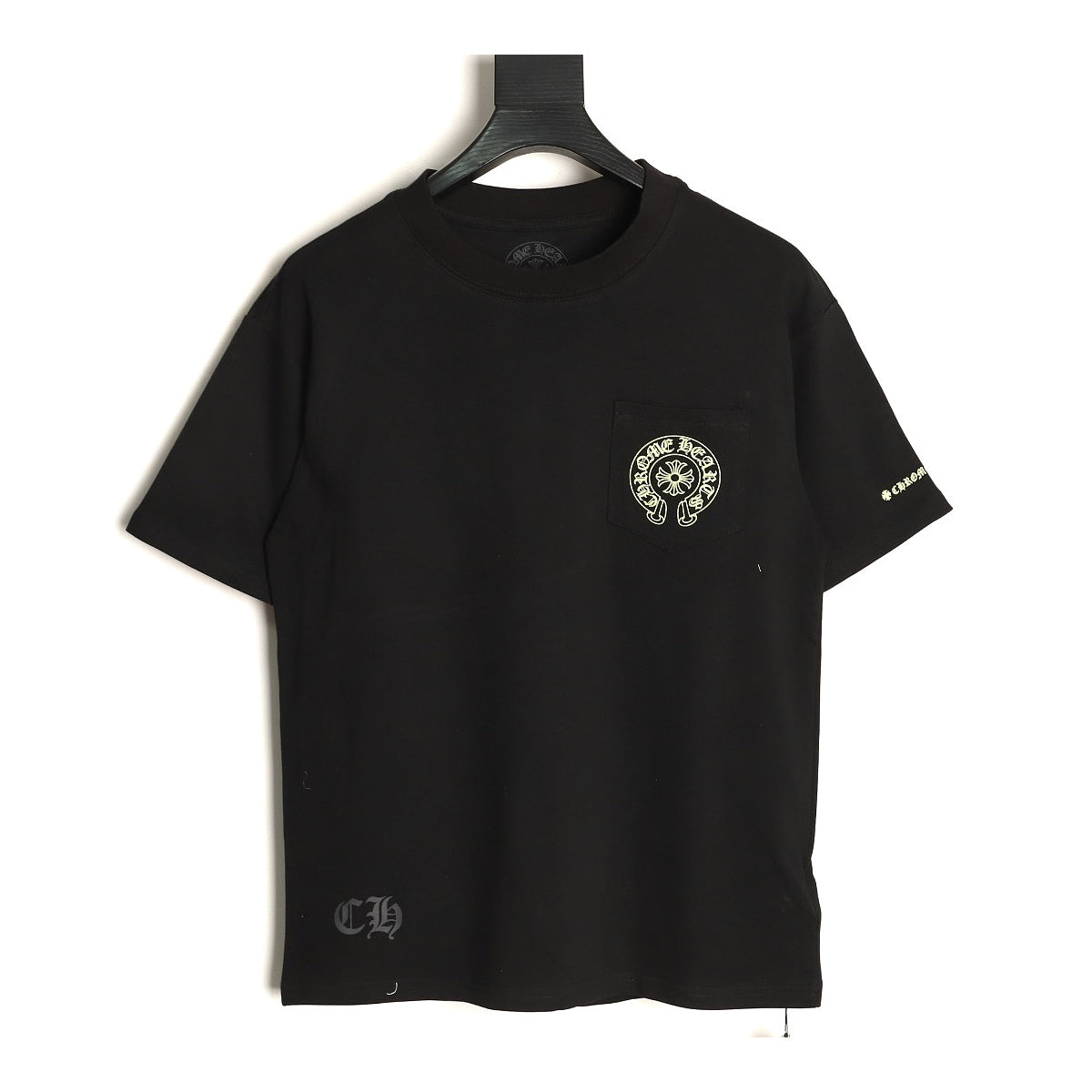 Chrome Hearts black golden Horseshoe pocket T-shirt front