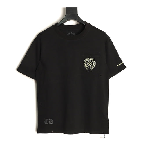 Chrome Hearts black golden Horseshoe pocket T-shirt front