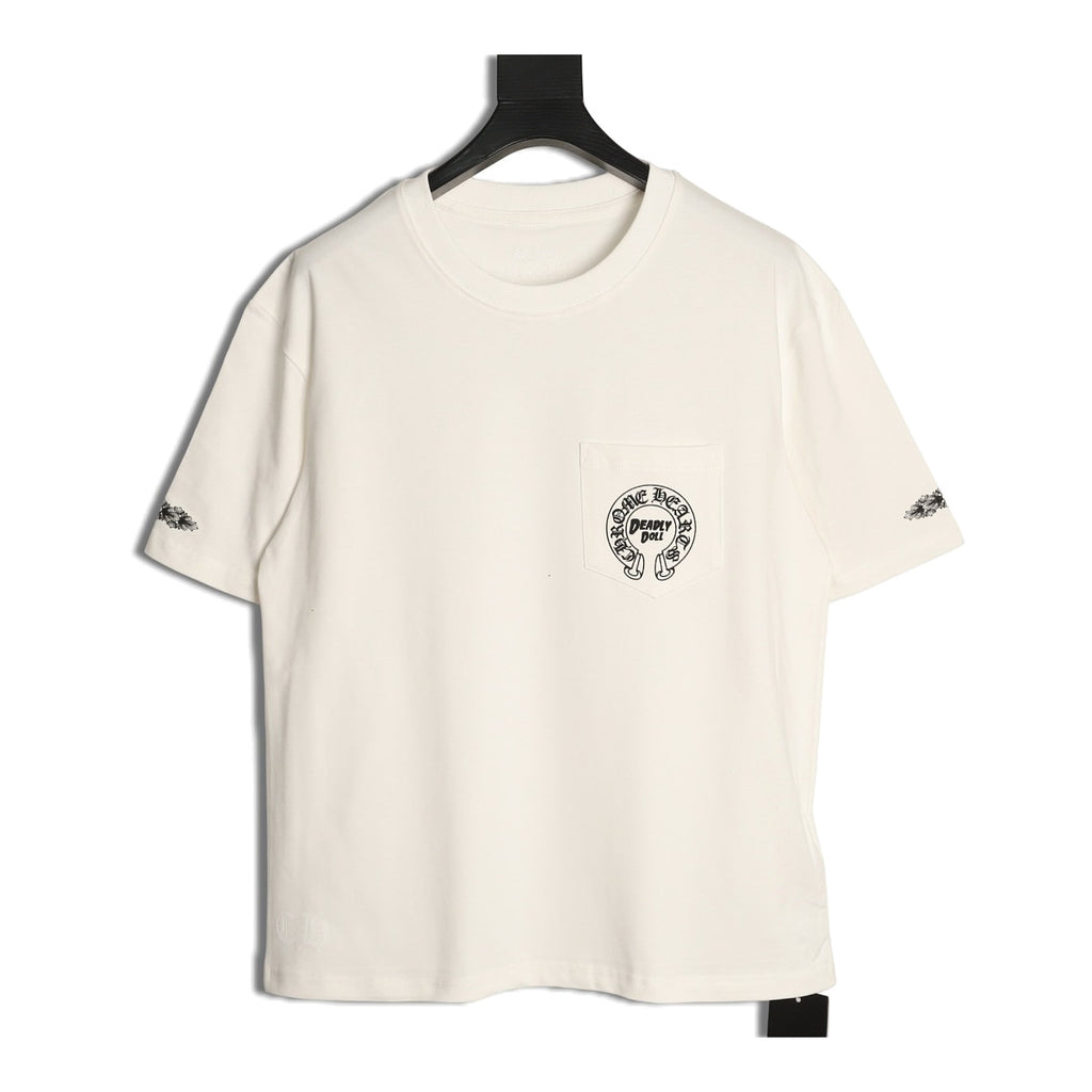 Chrome Hearts cream Deadly Doll horseshoe T-shirt front