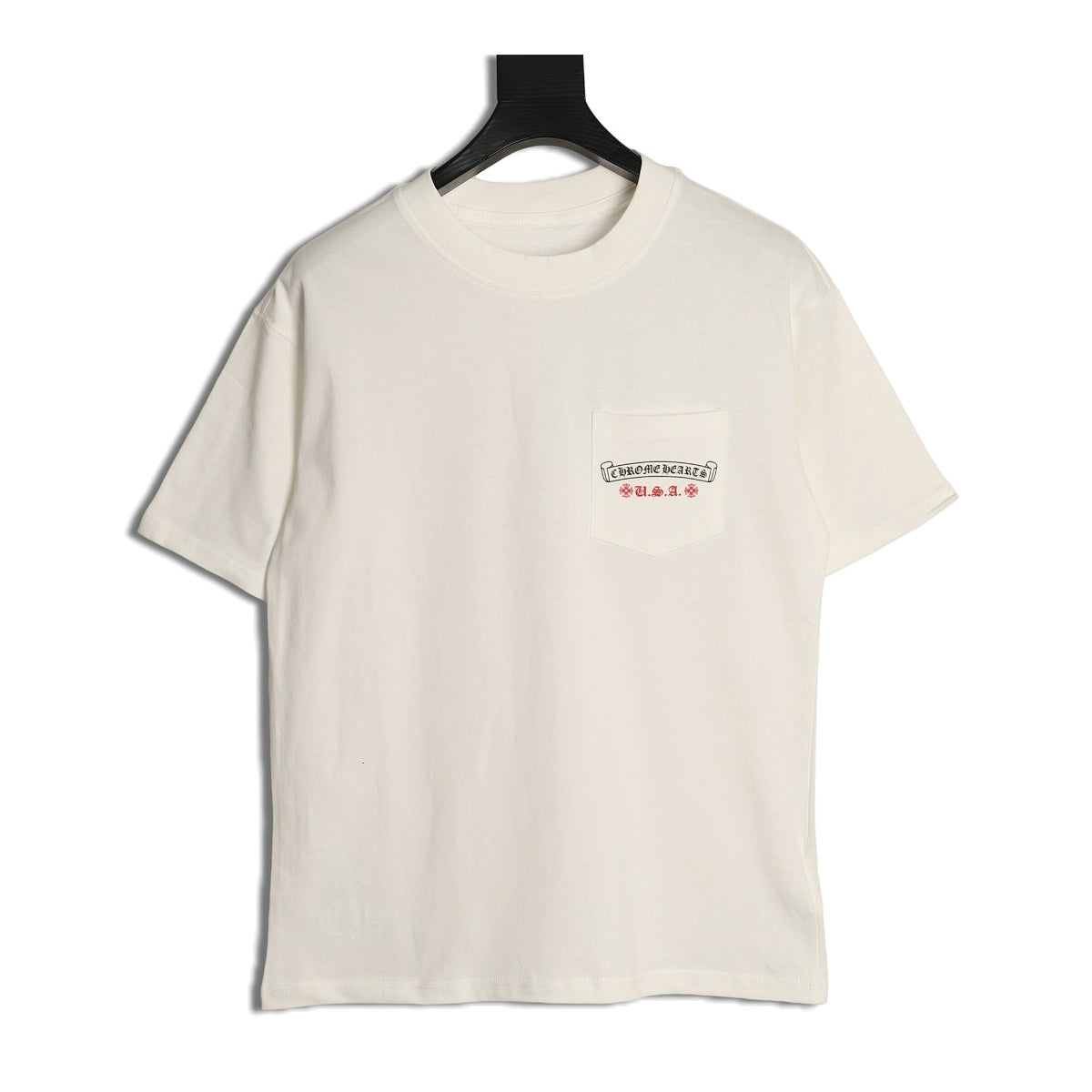 Chrome Hearts cream USA Flag graphic pocket T-shirt front