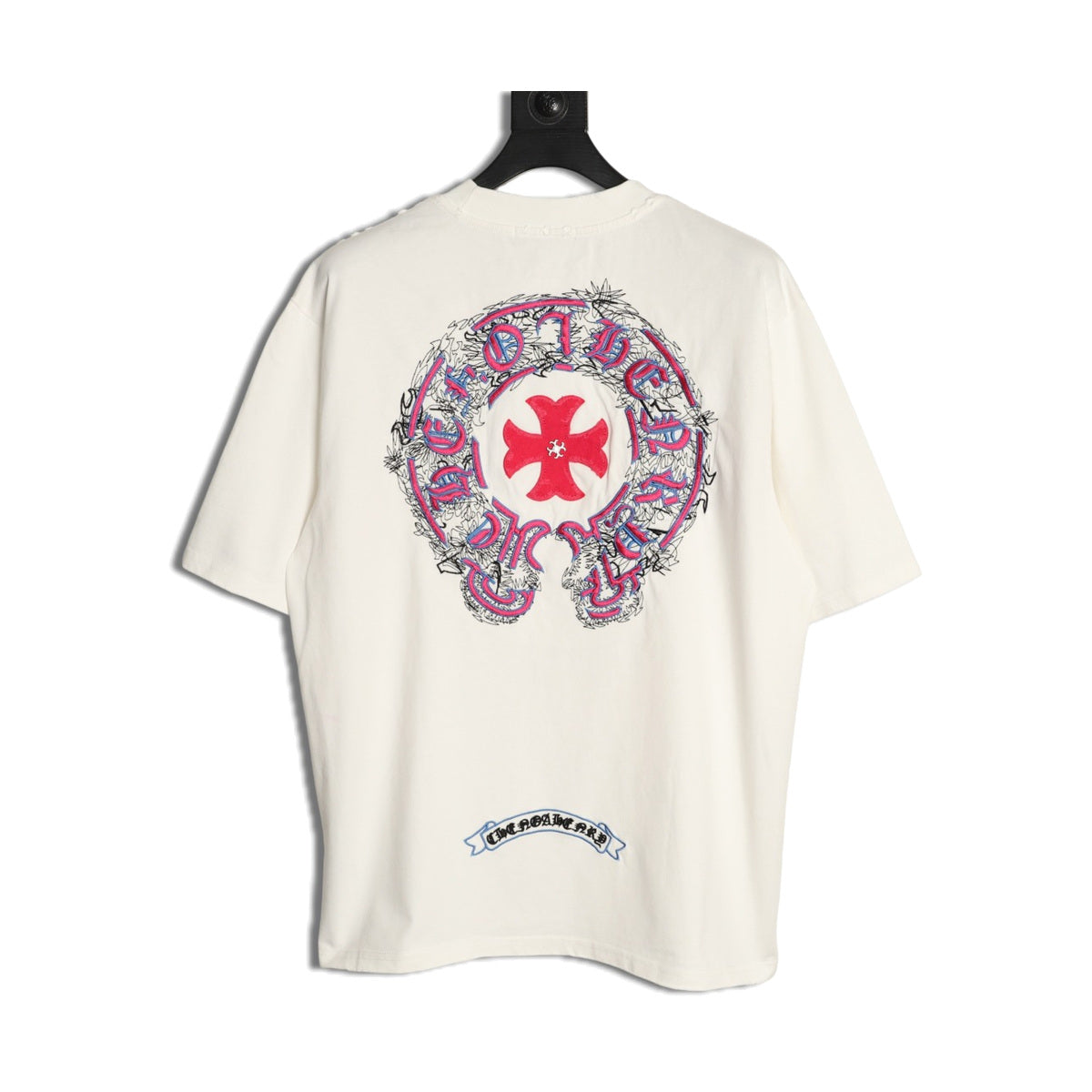 Chrome Hearts white multicolor horseshoe cross applique T-shirt back