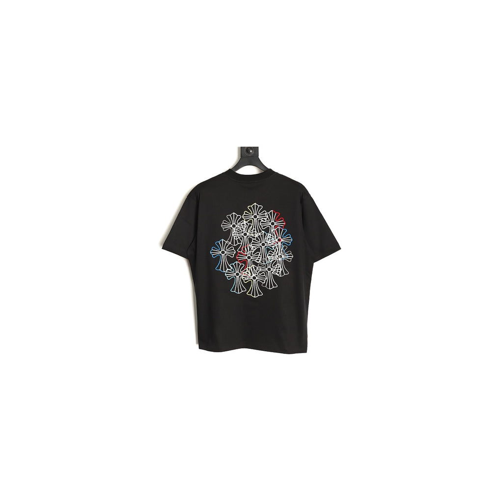 Chrome Hearts black multicolor cross embroidered T-shirt back