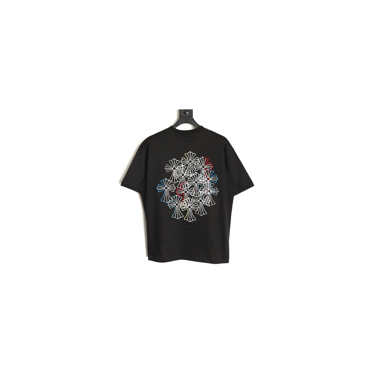 Chrome Hearts black multicolor cross embroidered T-shirt back