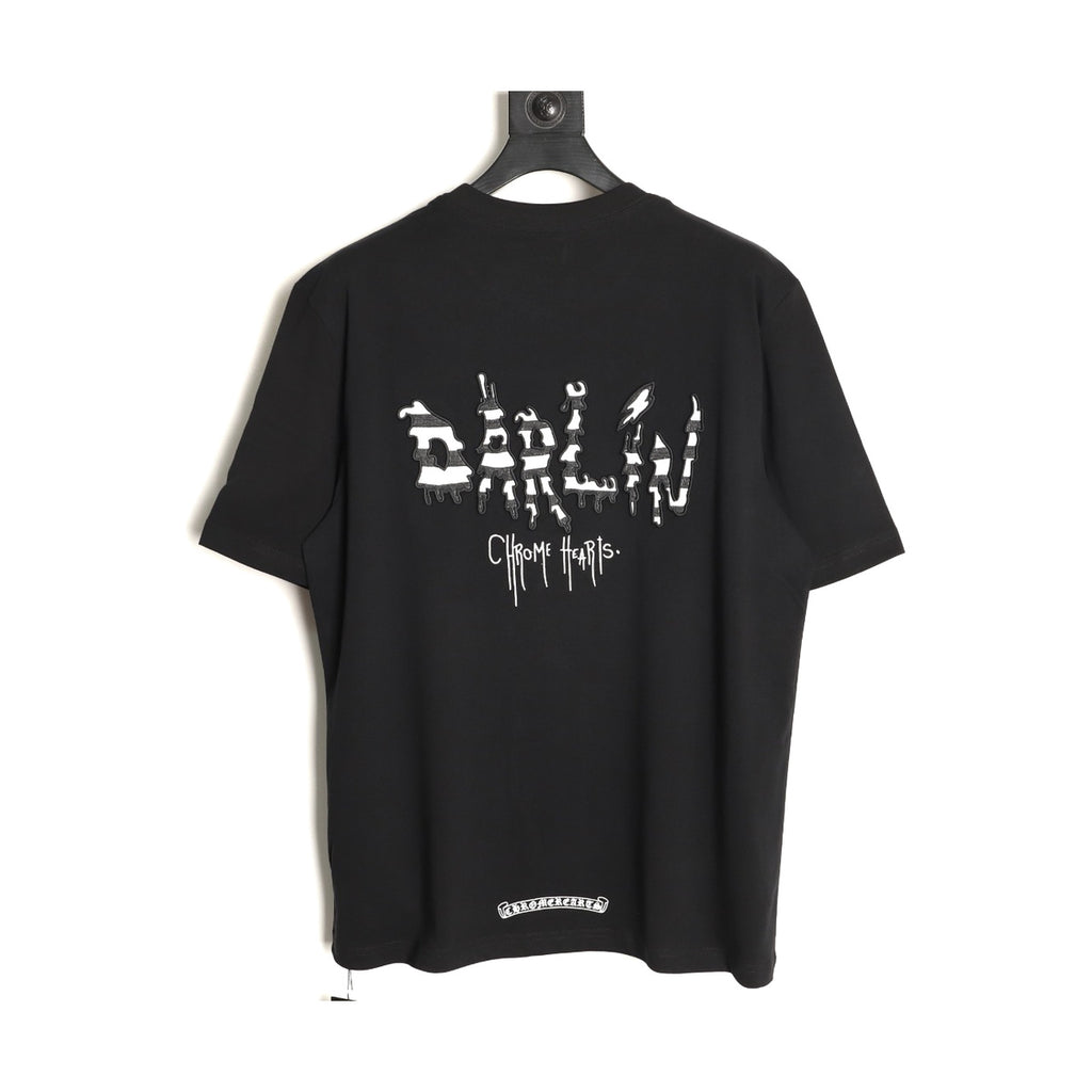 Chrome Hearts black front and back embroidered T-shirt back view