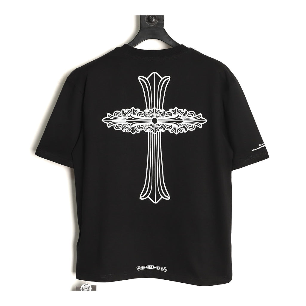 Chrome Hearts black ornate Cross Sanskrit pocket T-shirt back