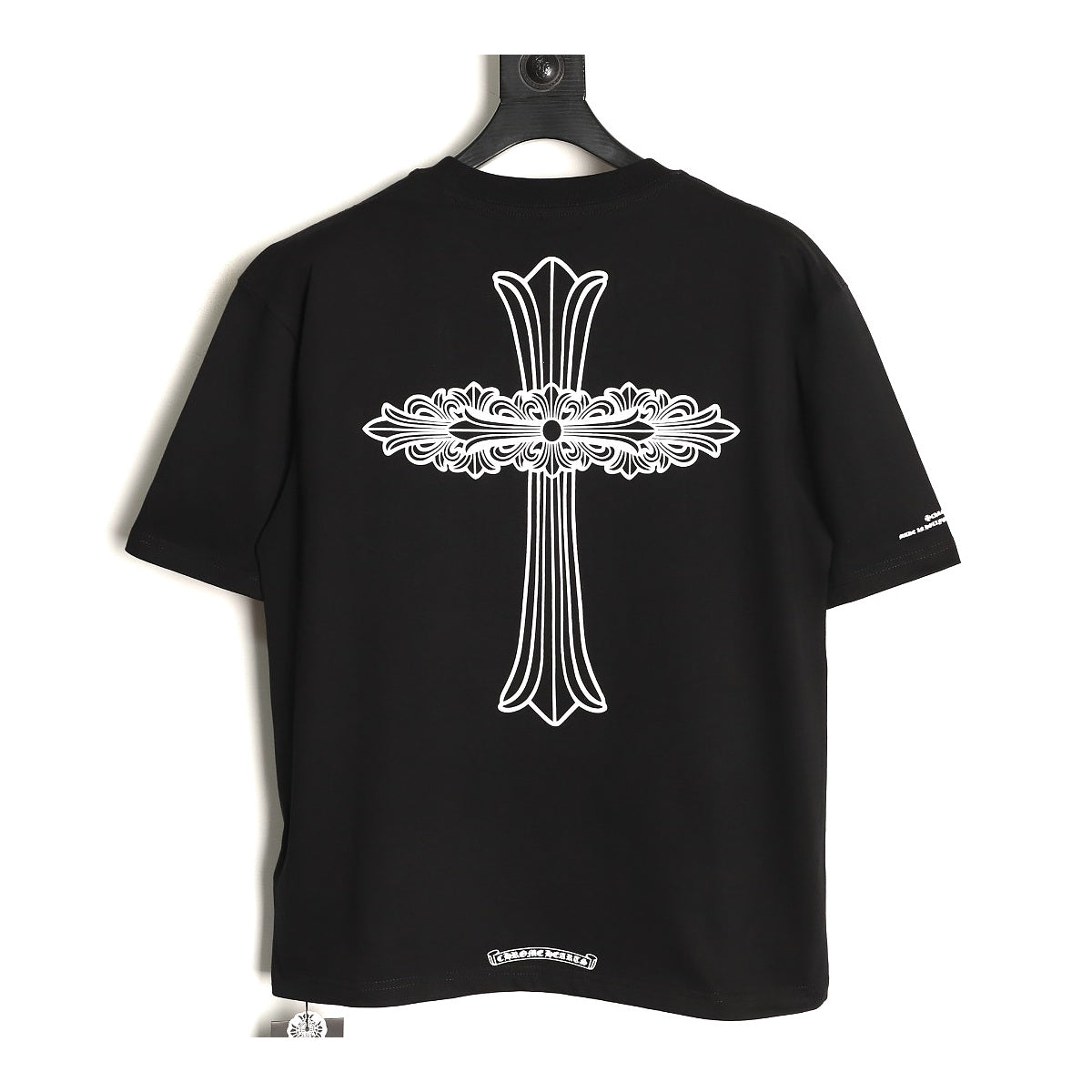 Chrome Hearts black ornate Cross Sanskrit pocket T-shirt back