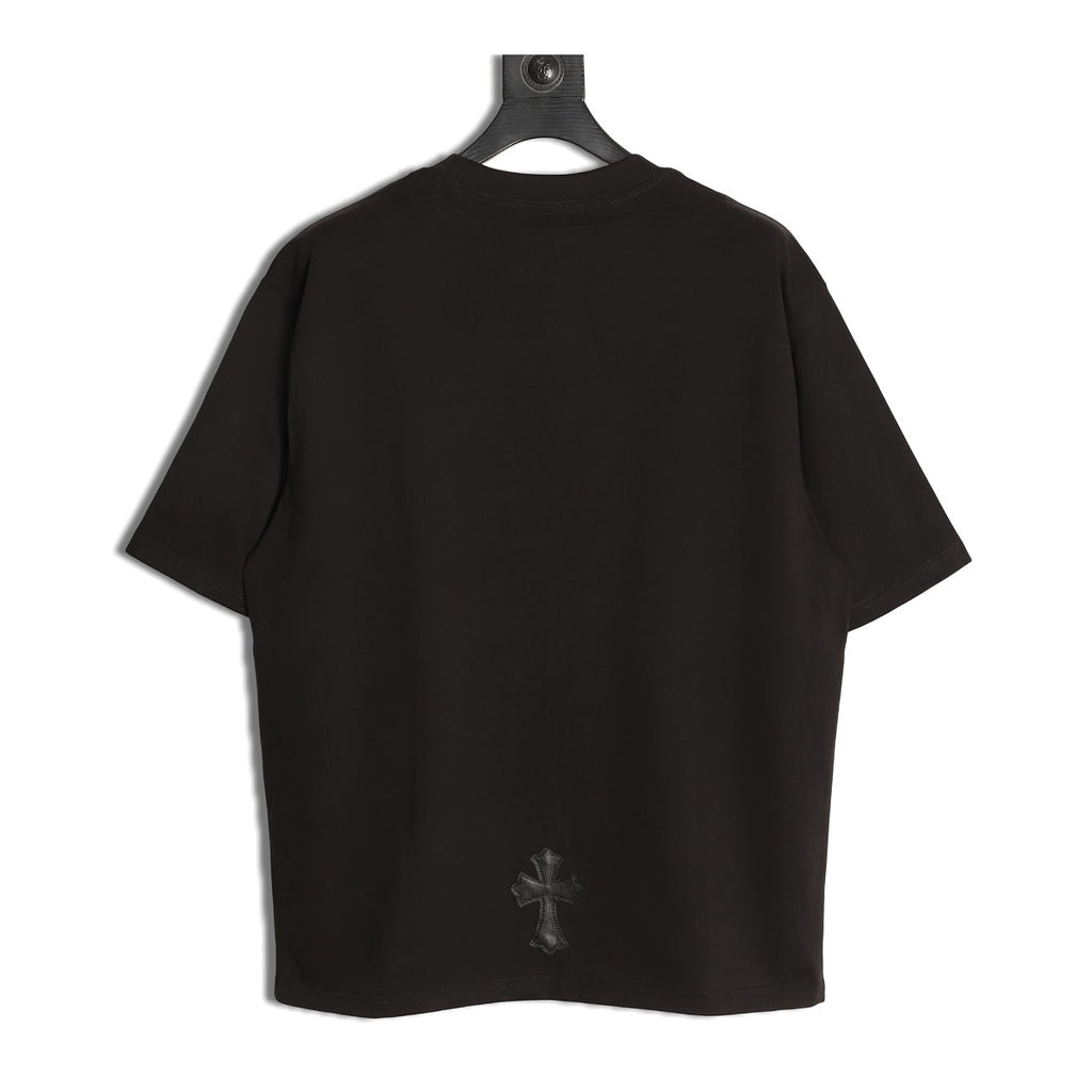 Chrome Hearts black leather cross pocket T-shirt back