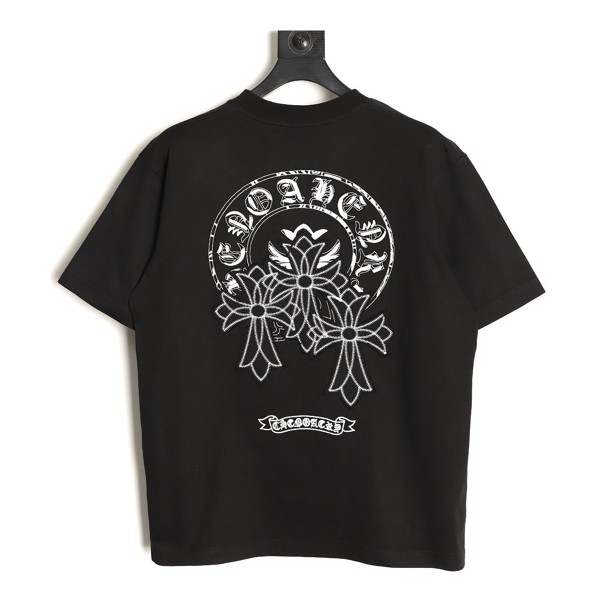 Chrome Hearts black three-cross horseshoe applique T-shirt back