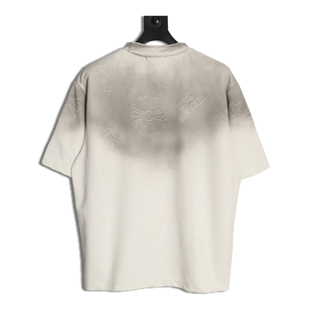 Chrome Hearts white gray gradient laser-burn T-shirt back