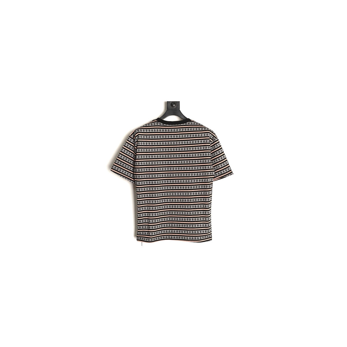 Chrome Hearts black gray and pink cross stripe T-shirt back