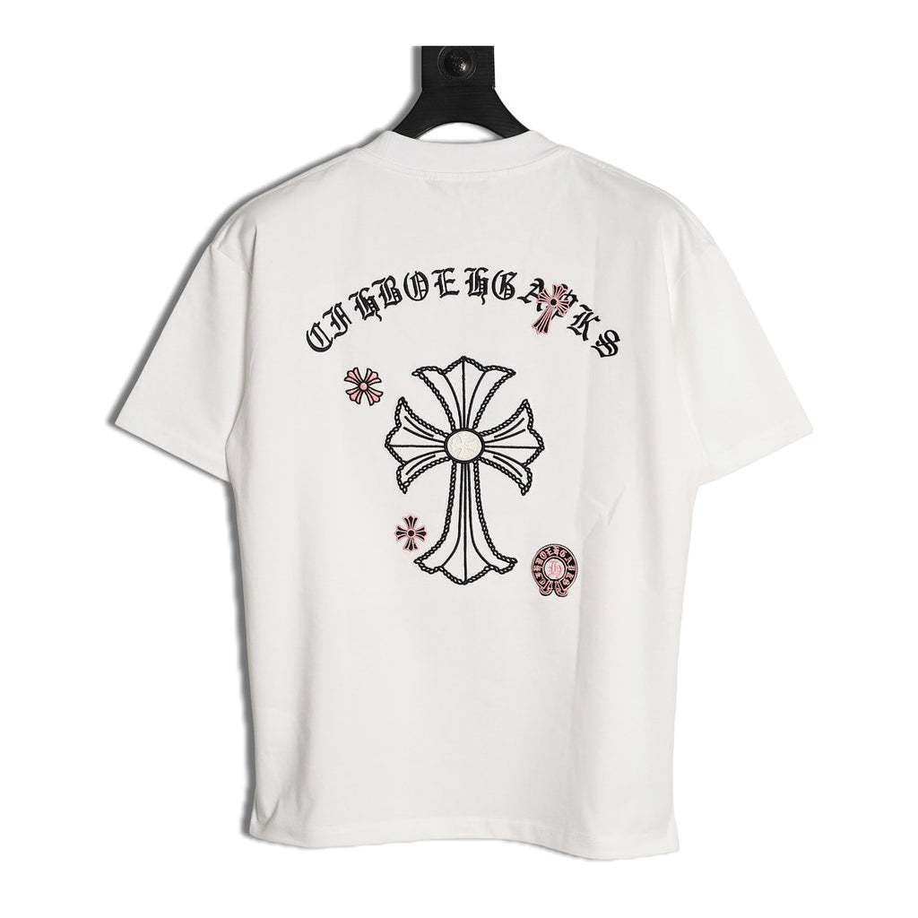 Chrome Hearts white Sanskrit Cross embroidered T-shirt back