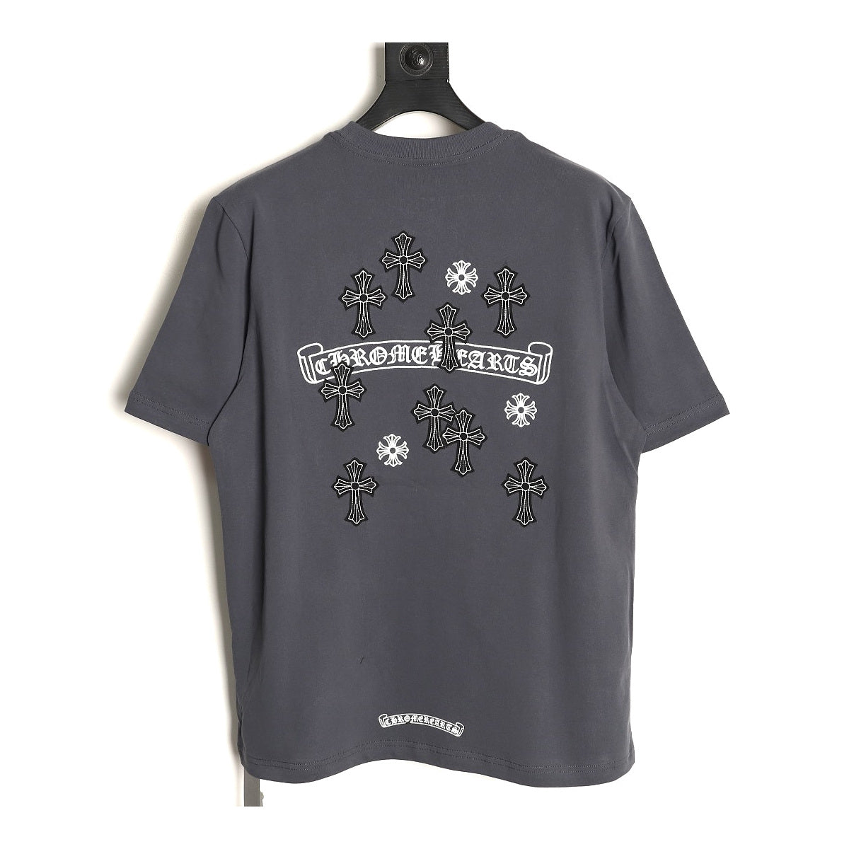 Chrome Hearts charcoal Sanskrit cross scatter T-shirt back