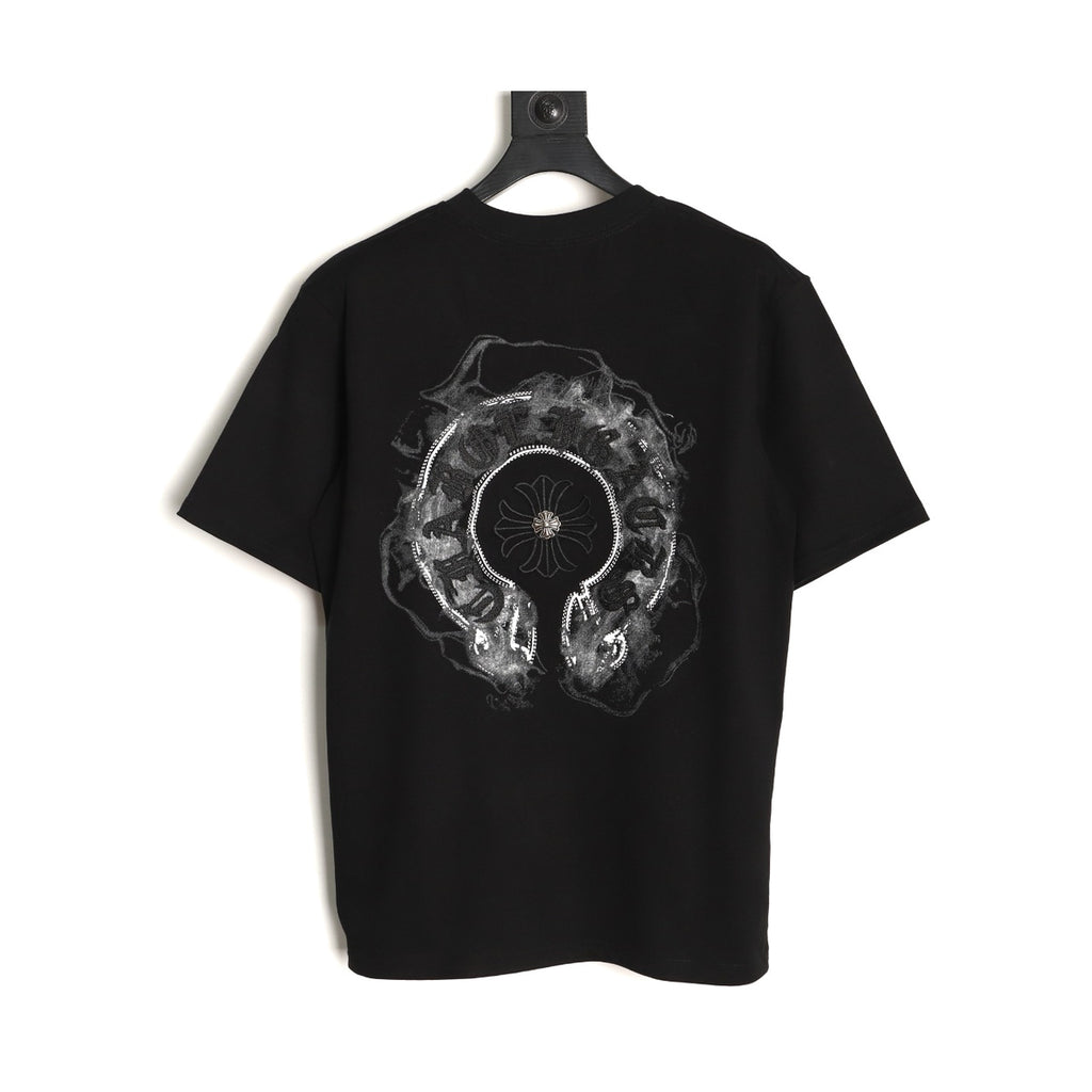 Chrome Hearts black distressed horseshoe T-shirt back