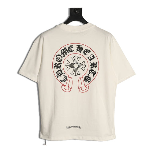 Chrome Hearts cream multicolor Horseshoe graphic T-shirt back