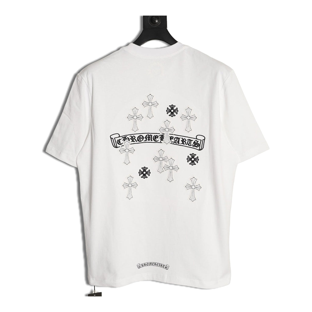 Chrome Hearts white Sanskrit cross scatter T-shirt back